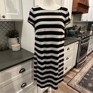 Laundry By Shelli Segal Womens  Striped  Metallic Cocktail Dress Size 10 Shift